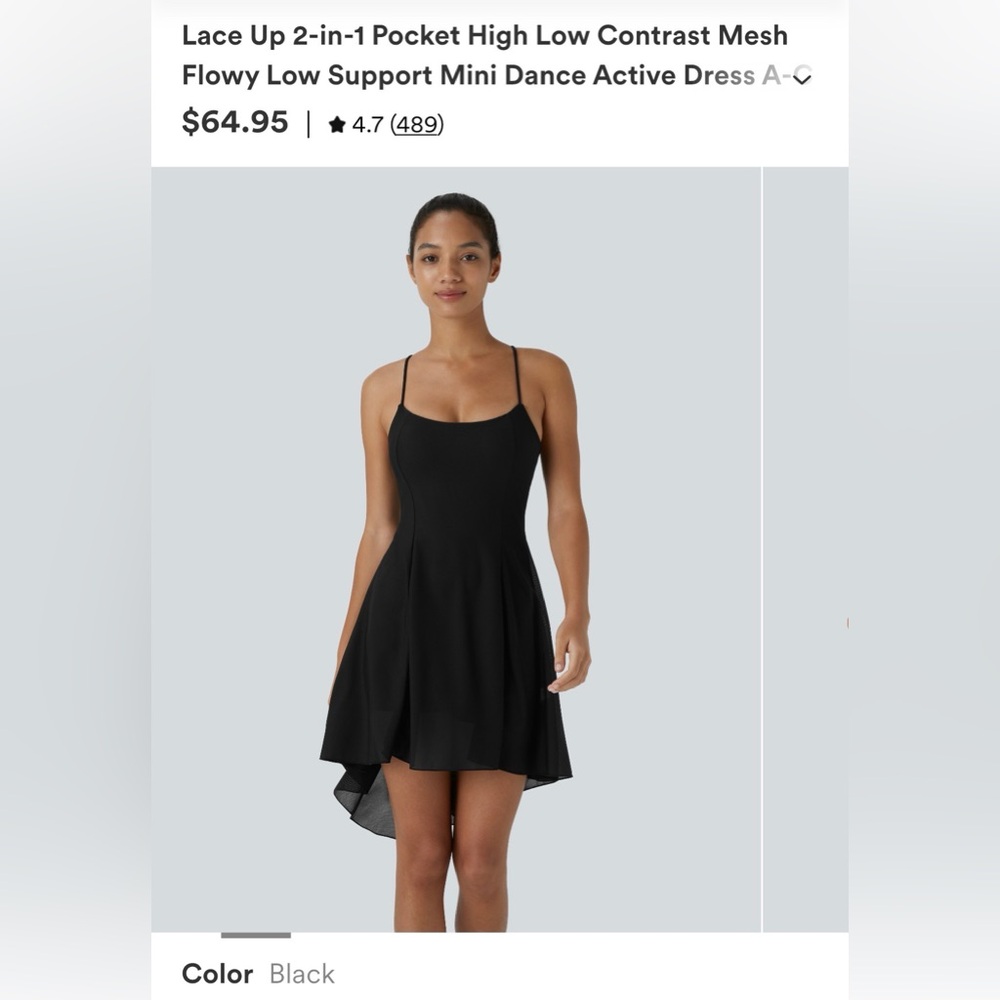HALARA Black High-Low Spaghetti Strap Dress